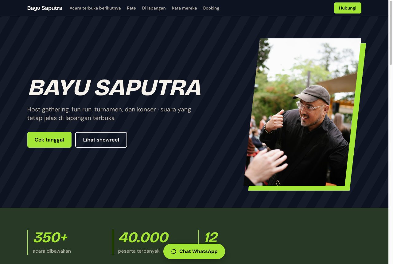 Portofolio demo Bayu Saputra, template Arena