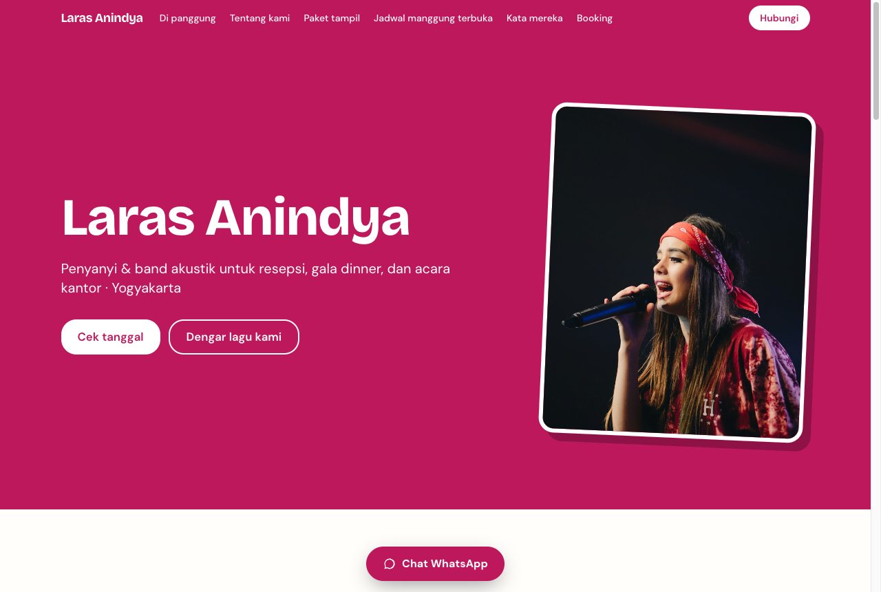 Portofolio demo Laras Anindya, template Musik