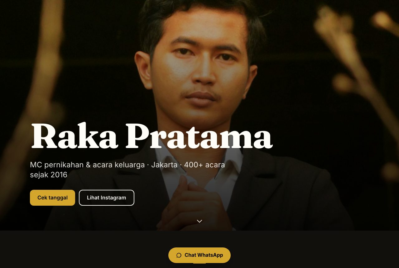 Portofolio demo Raka Pratama, template Panggung