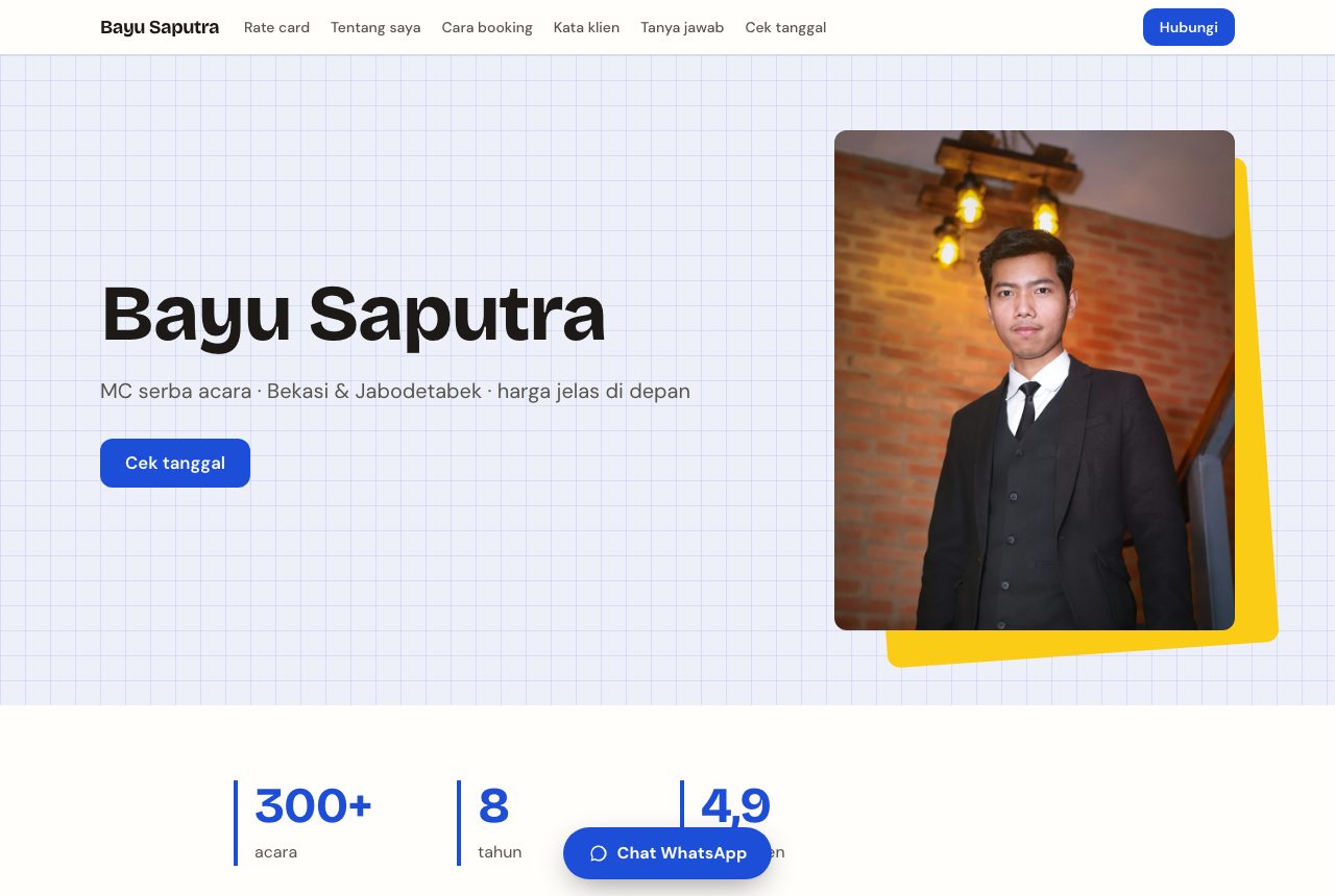 Portofolio demo Bayu Saputra, template Ratecard