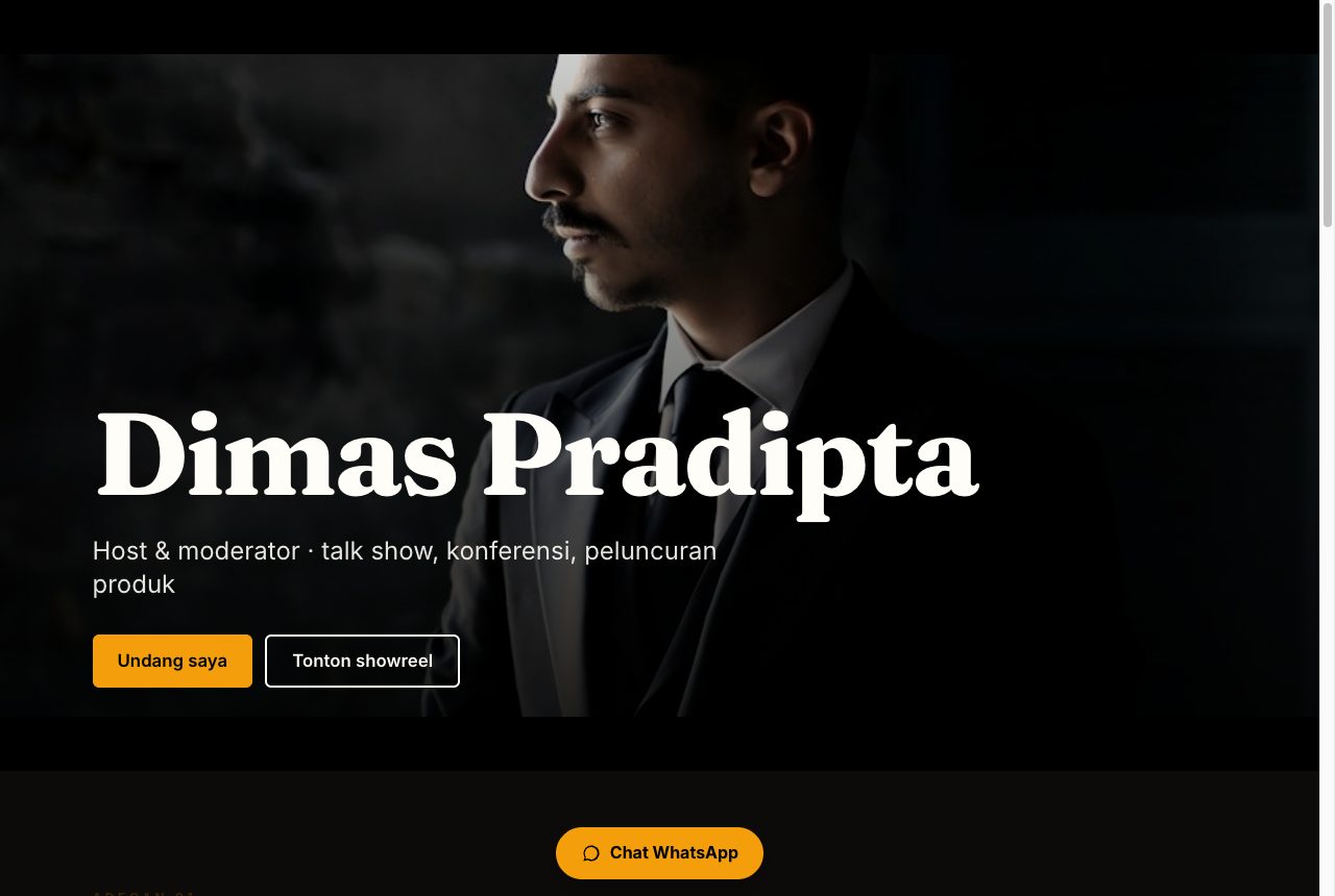 Portofolio demo Dimas Pradipta, template Sinema