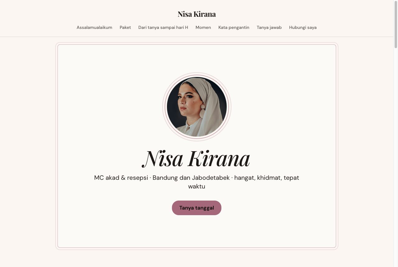 Portofolio demo Nisa Kirana, template Undangan